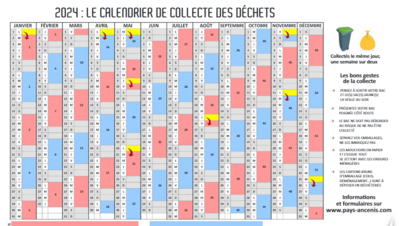 Calendrier de collecte des déchets COMPA 2024