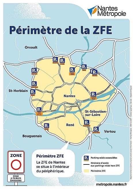 Carte de la ZFE de Nantes métropole (cliquez pour agrandir)