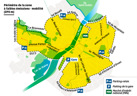 Carte du périmètre de la ZFE de Nantes métropole (cliquez pour agrandir)