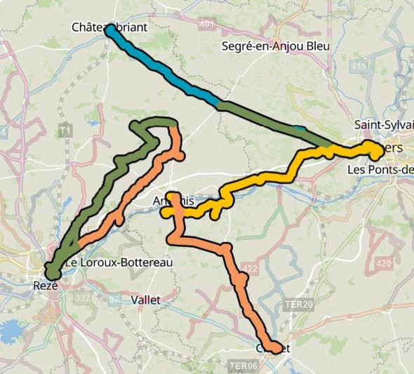 Plan des lignes de bus régulières sur le Pays d'Ancenis